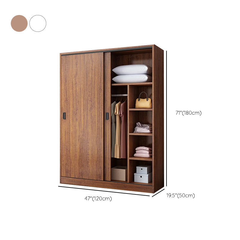 Engineered Wood Wardrobe Armoire Modern Storage Cabinet with Shelves Clearhalo 'Armoires & Wardrobes' 'armoires_wardrobes' 'Bedroom Furniture' 'furn' 'furn_armoires_wardrobes' 'Furniture' 7711824