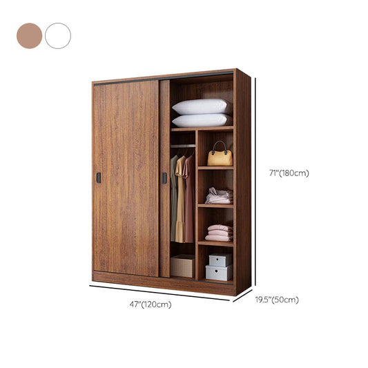Engineered Wood Wardrobe Armoire Modern Storage Cabinet with Shelves Clearhalo 'Armoires & Wardrobes' 'armoires_wardrobes' 'Bedroom Furniture' 'furn' 'furn_armoires_wardrobes' 'Furniture' 7711824