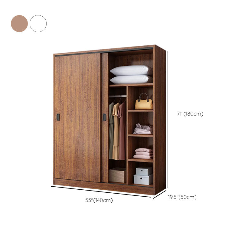 Engineered Wood Wardrobe Armoire Modern Storage Cabinet with Shelves Clearhalo 'Armoires & Wardrobes' 'armoires_wardrobes' 'Bedroom Furniture' 'furn' 'furn_armoires_wardrobes' 'Furniture' 7711825