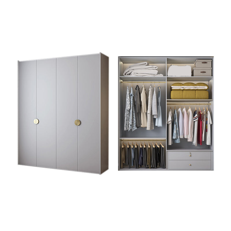 Engineered Wood Wardrobe Cabinet Modern Wardrobe Closet with Shelves for Home Grey Clearhalo 'Armoires & Wardrobes' 'armoires_wardrobes' 'Bedroom Furniture' 'furn' 'furn_armoires_wardrobes' 'Furniture' 7711833