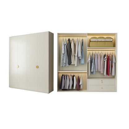 Engineered Wood Wardrobe Cabinet Modern Wardrobe Closet with Shelves for Home Beige Clearhalo 'Armoires & Wardrobes' 'armoires_wardrobes' 'Bedroom Furniture' 'furn' 'furn_armoires_wardrobes' 'Furniture' 7711836