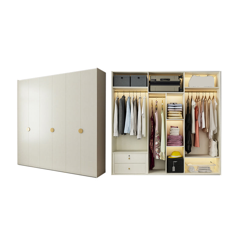 Engineered Wood Wardrobe Cabinet Modern Wardrobe Closet with Shelves for Home Beige Clearhalo 'Armoires & Wardrobes' 'armoires_wardrobes' 'Bedroom Furniture' 'furn' 'furn_armoires_wardrobes' 'Furniture' 7711838