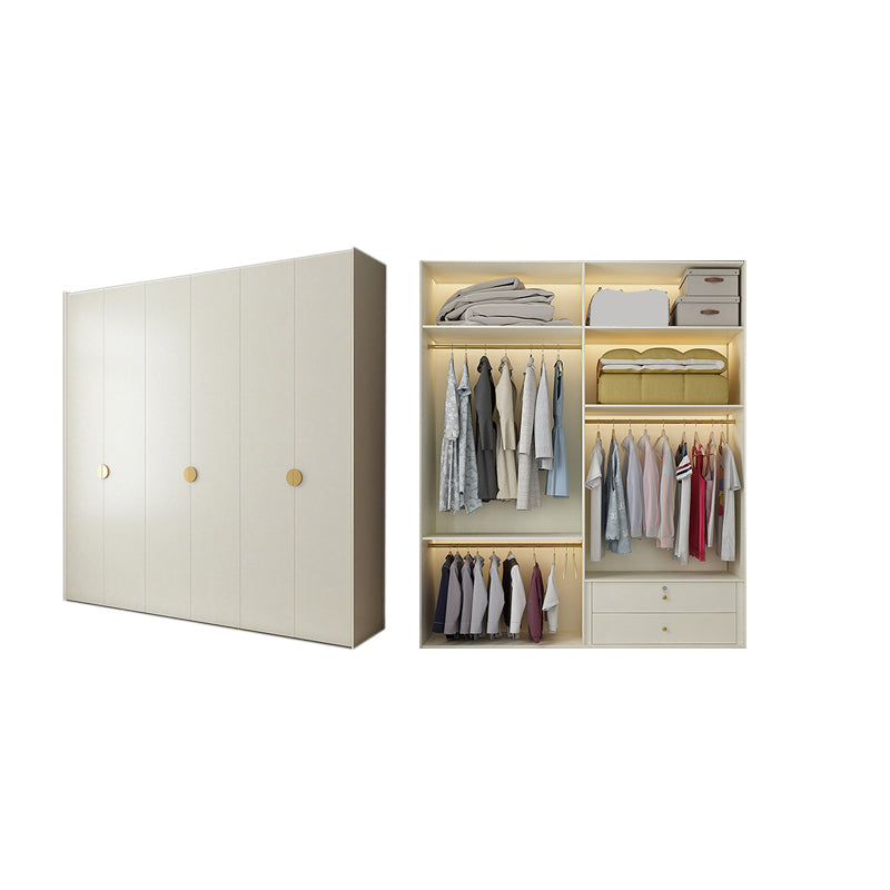 Engineered Wood Wardrobe Cabinet Modern Wardrobe Closet with Shelves for Home Beige Clearhalo 'Armoires & Wardrobes' 'armoires_wardrobes' 'Bedroom Furniture' 'furn' 'furn_armoires_wardrobes' 'Furniture' 7711840