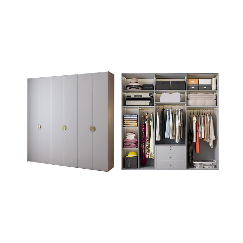 Engineered Wood Wardrobe Cabinet Modern Wardrobe Closet with Shelves for Home 94"L x 22"W x 94.5"H Grey Clearhalo 'Armoires & Wardrobes' 'armoires_wardrobes' 'Bedroom Furniture' 'furn' 'furn_armoires_wardrobes' 'Furniture' 7711842