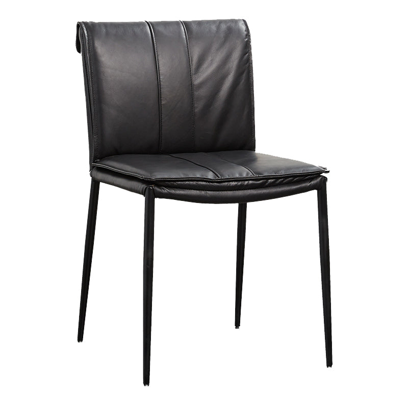 Silla lateral de estilo moderno silla de comedor tapizada con base de metal