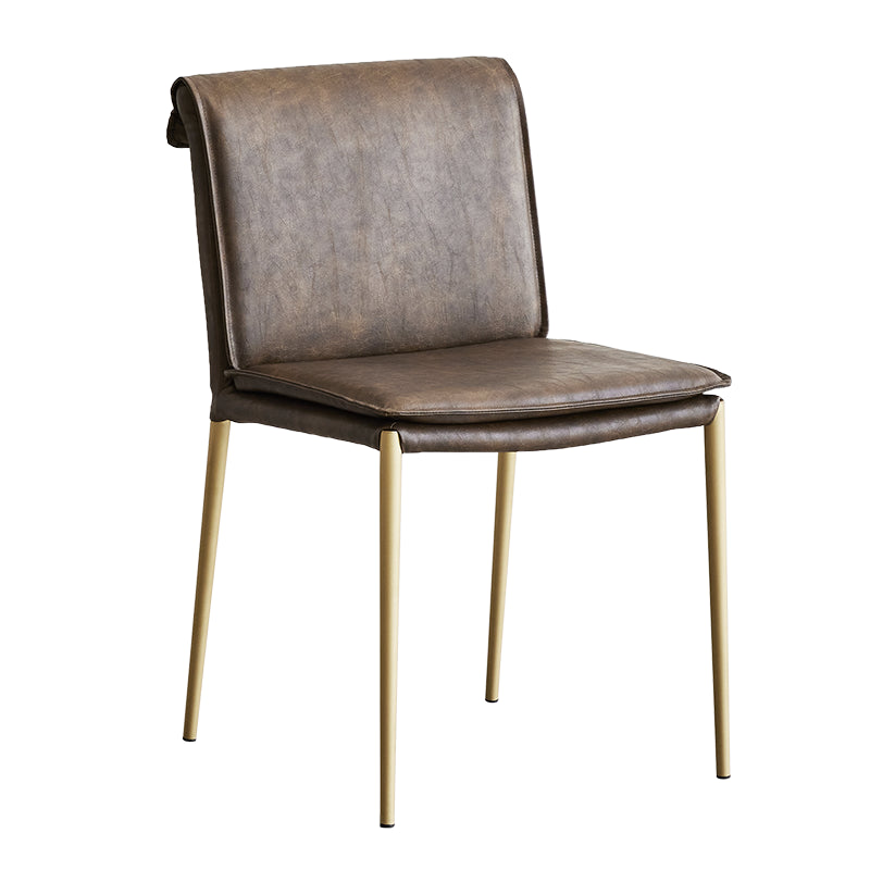 Silla lateral de estilo moderno silla de comedor tapizada con base de metal