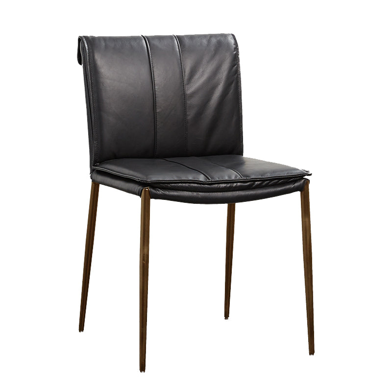 Silla lateral de estilo moderno silla de comedor tapizada con base de metal