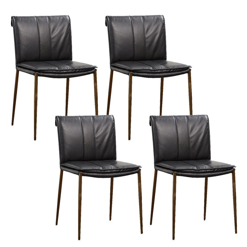 Silla lateral de estilo moderno silla de comedor tapizada con base de metal