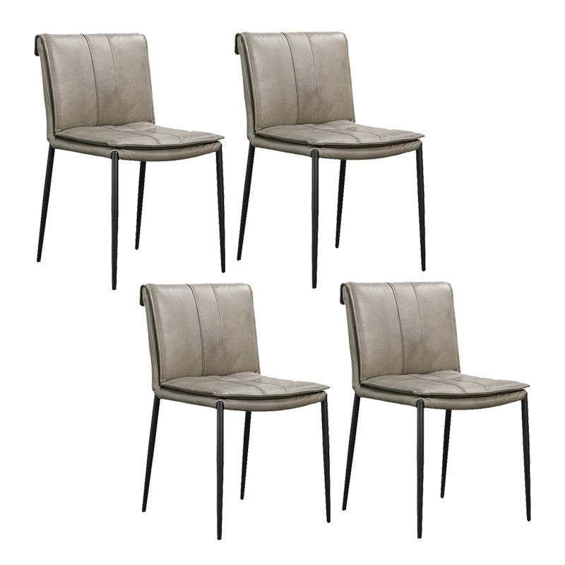 Silla lateral de estilo moderno silla de comedor tapizada con base de metal