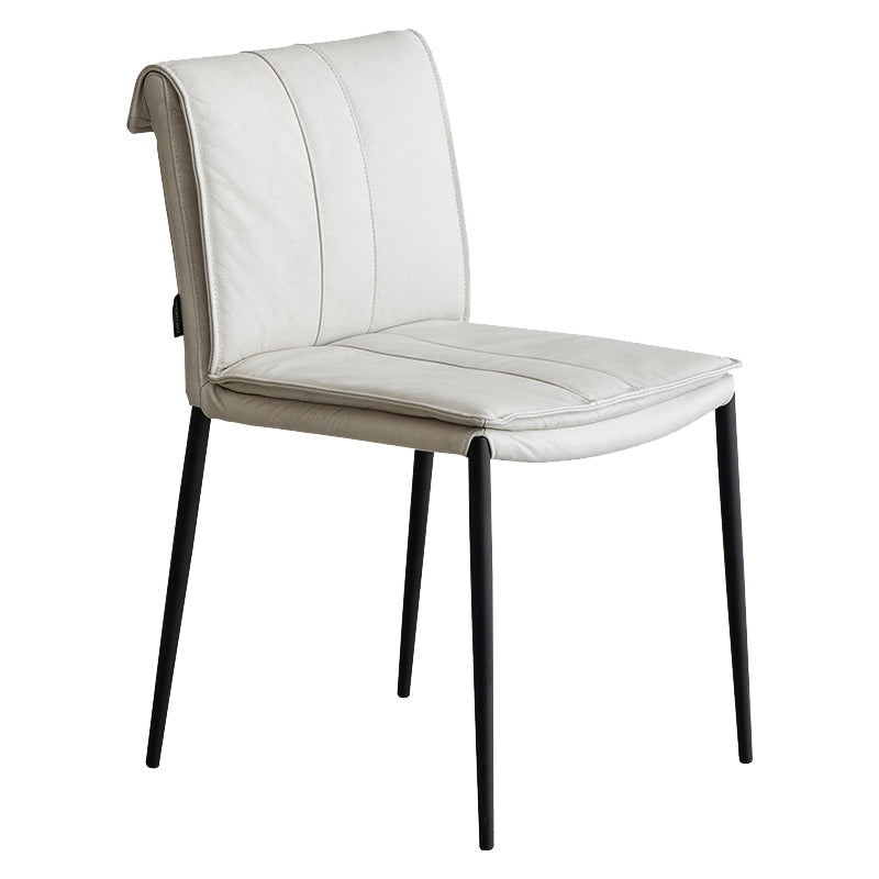 Silla lateral de estilo moderno silla de comedor tapizada con base de metal