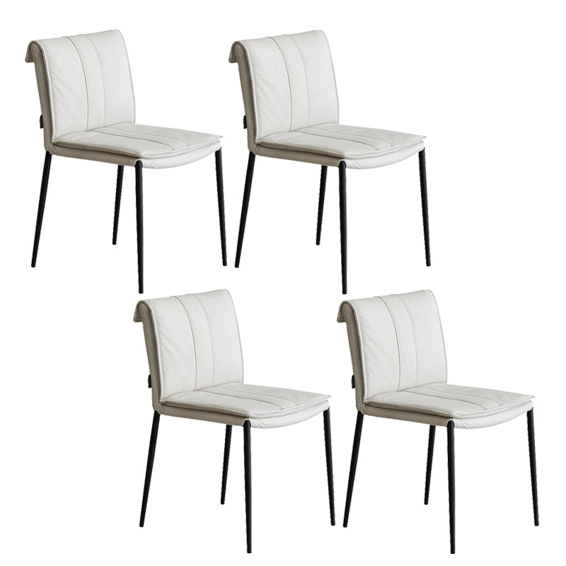 Silla lateral de estilo moderno silla de comedor tapizada con base de metal