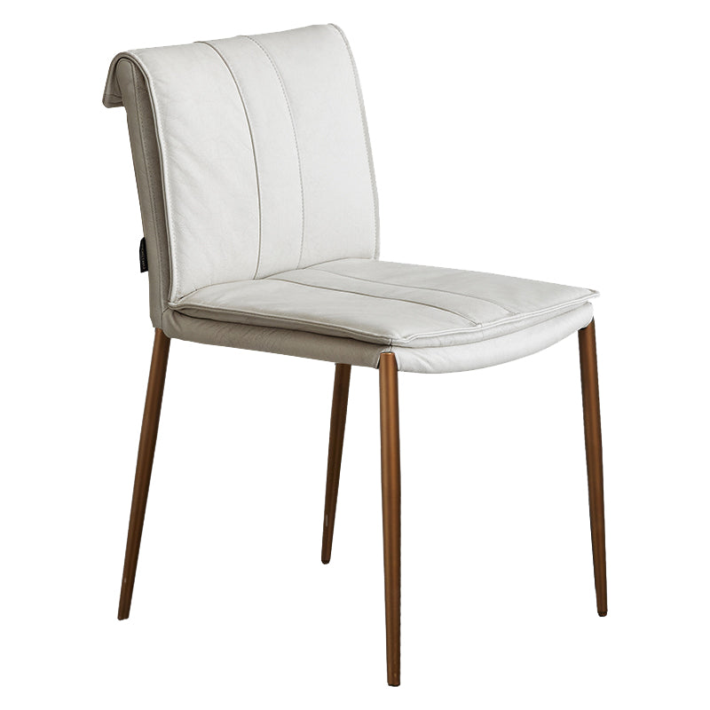 Silla lateral de estilo moderno silla de comedor tapizada con base de metal