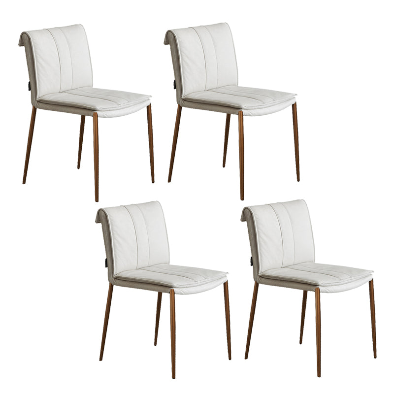 Silla lateral de estilo moderno silla de comedor tapizada con base de metal