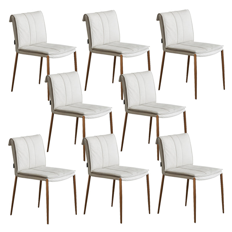 Silla lateral de estilo moderno silla de comedor tapizada con base de metal