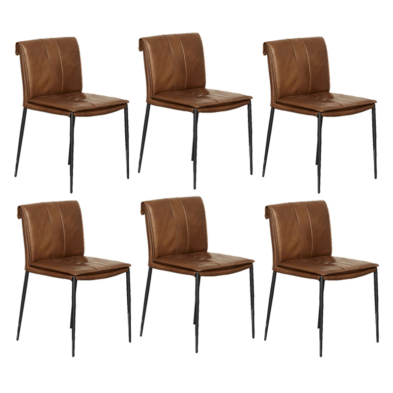 Silla lateral de estilo moderno silla de comedor tapizada con base de metal