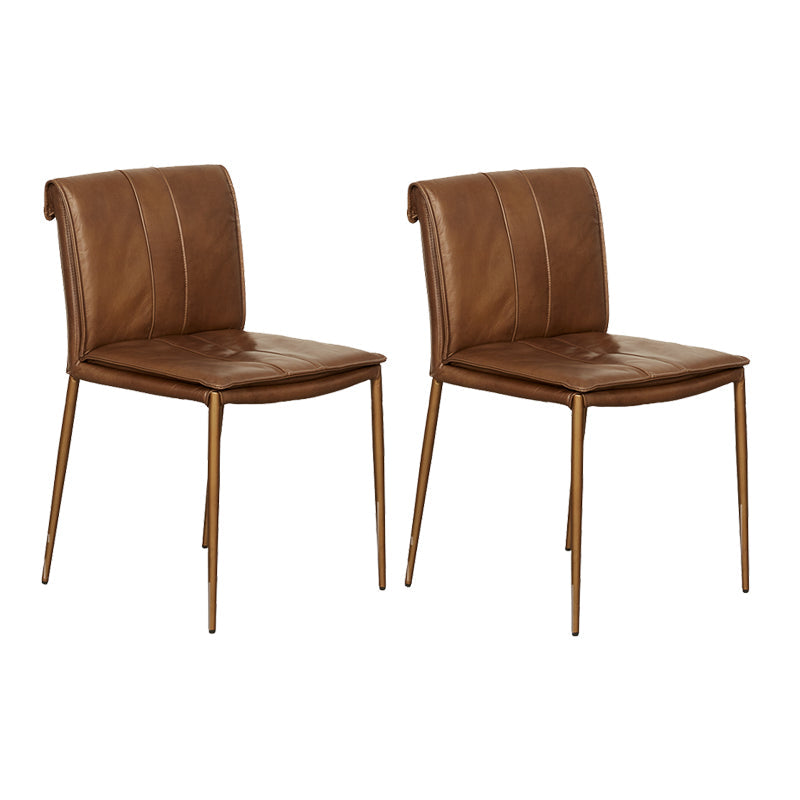 Silla lateral de estilo moderno silla de comedor tapizada con base de metal