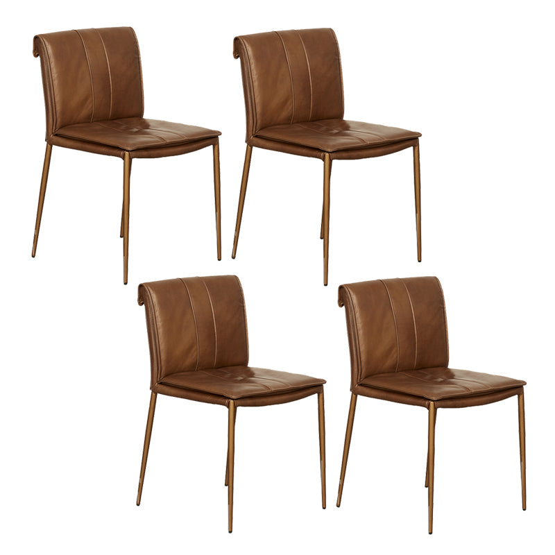 Silla lateral de estilo moderno silla de comedor tapizada con base de metal