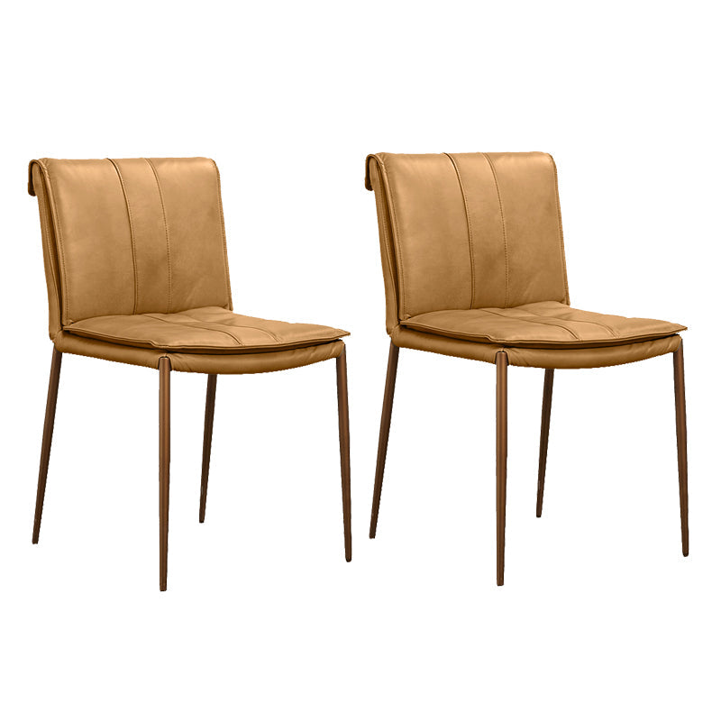 Silla lateral de estilo moderno silla de comedor tapizada con base de metal