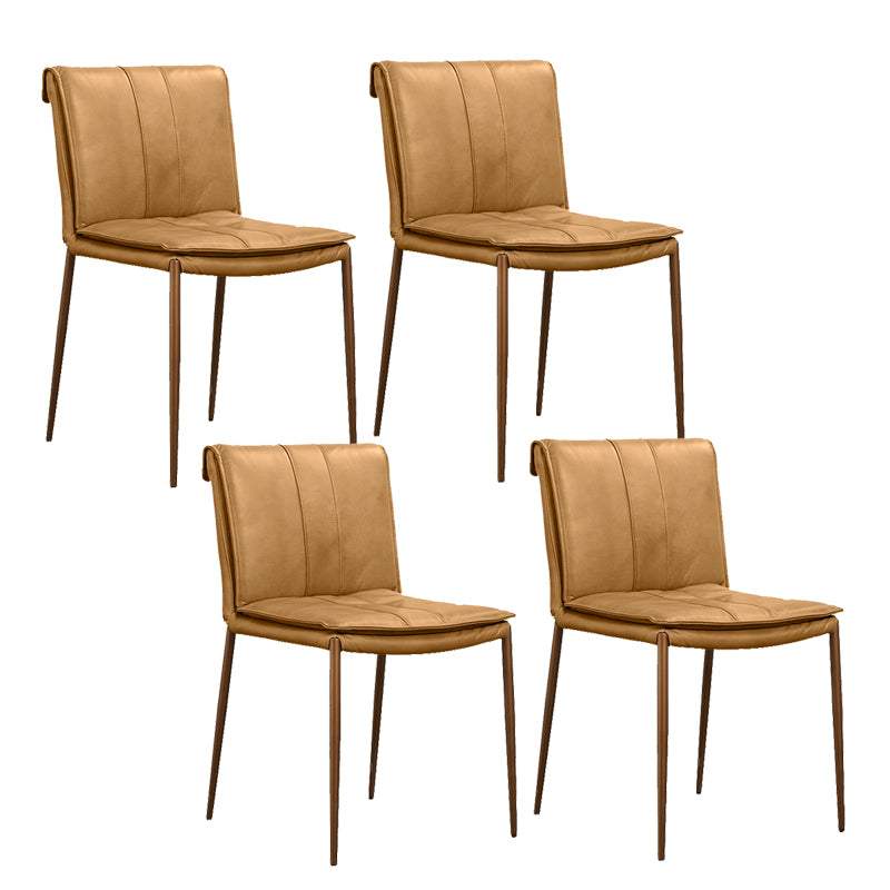 Silla lateral de estilo moderno silla de comedor tapizada con base de metal