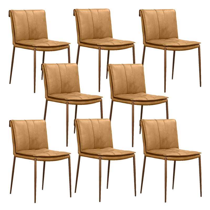 Silla lateral de estilo moderno silla de comedor tapizada con base de metal