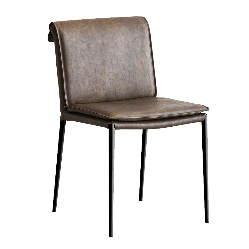 Silla lateral de estilo moderno silla de comedor tapizada con base de metal