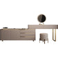 Vanity per trucco a specchio in ardesia glam impostato in grigio con 5 cassetti