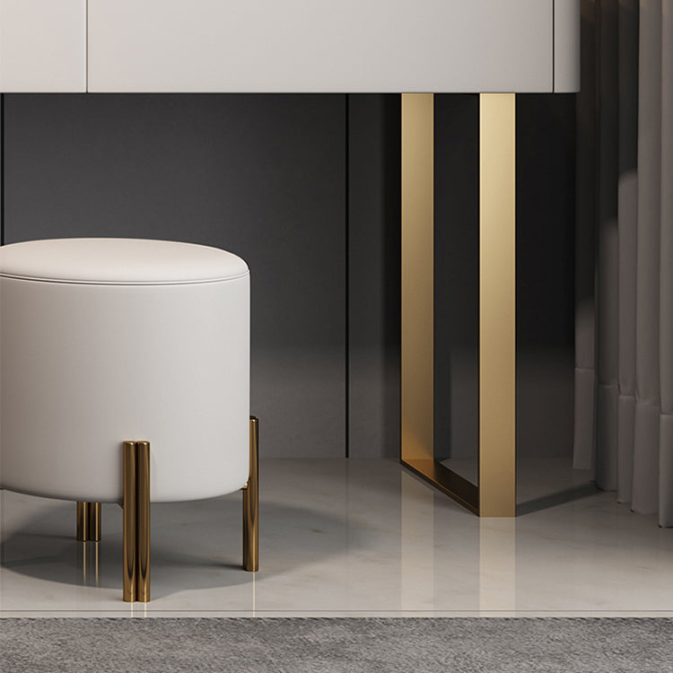 Vanity per trucco a specchio in ardesia glam impostato in grigio con 5 cassetti