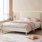 Scandinavian Standard Bed Wood Frame Bed with Upholstered Headboard