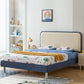 Scandinavian Standard Bed Wood Frame Bed with Upholstered Headboard