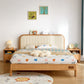 Scandinavisch standaard bed houtframe bed met gestoffeerd hoofdeinde