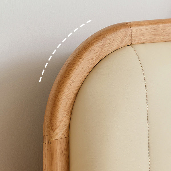 Scandinavisch standaard bed houtframe bed met gestoffeerd hoofdeinde