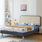 Scandinavian Standard Bed Wood Frame Bed with Upholstered Headboard