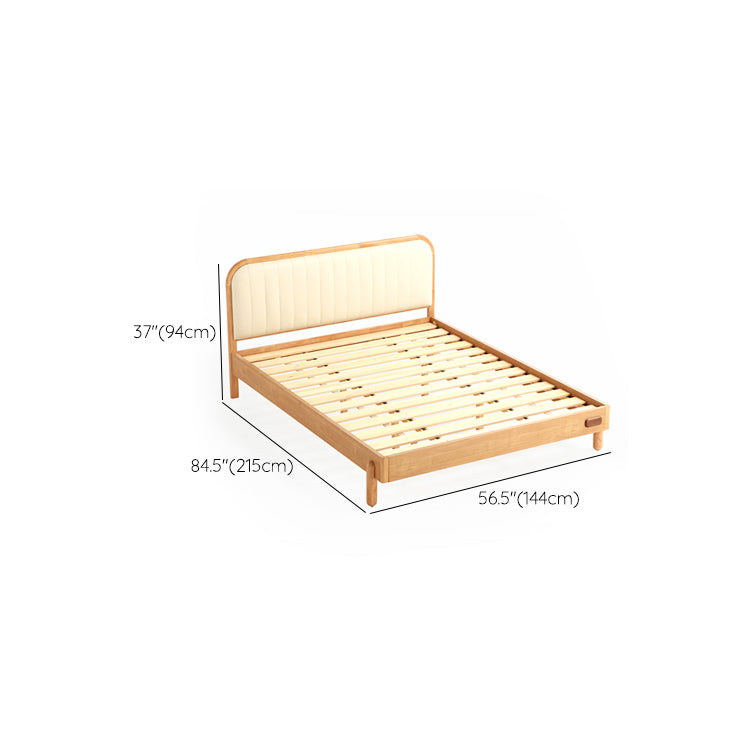 Scandinavisch standaard bed houtframe bed met gestoffeerd hoofdeinde