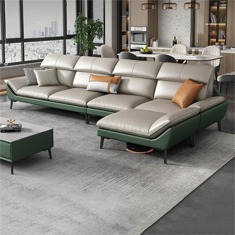 Couleur de couleur en mousse Épouillé bras étanche canapé en cuir authentique pour la maison