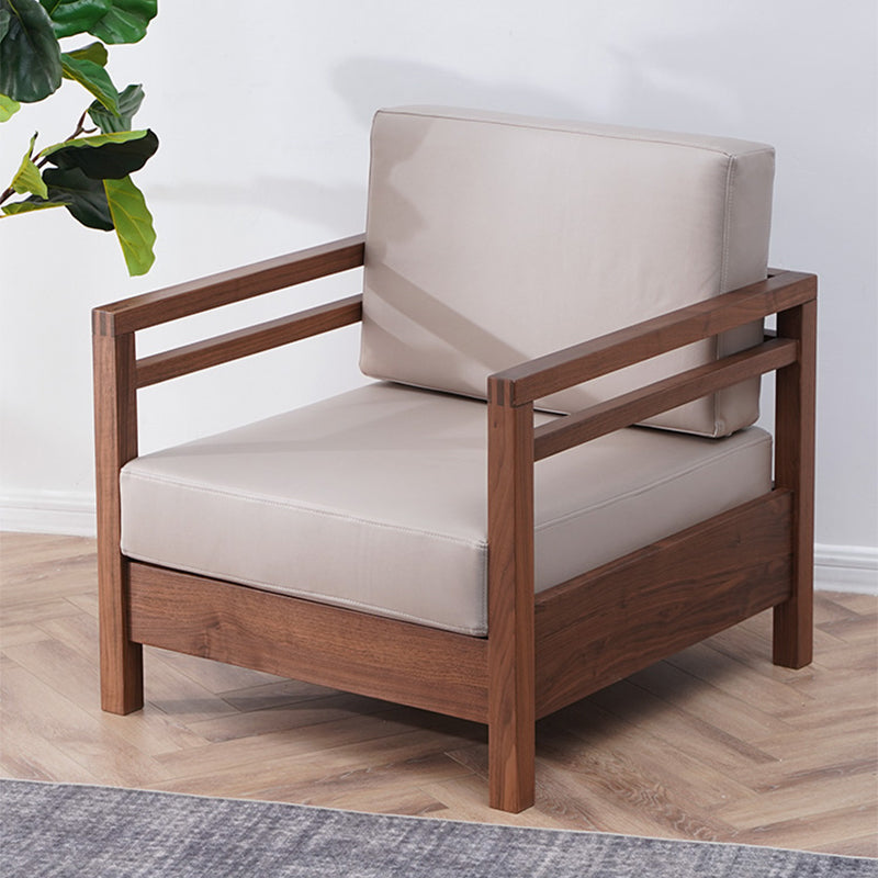 Solid Wood Farmhouse Loose Back Square Arm Sofa with Grey Cushions Clearhalo 'furn' 'furn_sofas' 'Furniture' 'Living Room Furniture' 'Sofa' 'sofas' 7713621