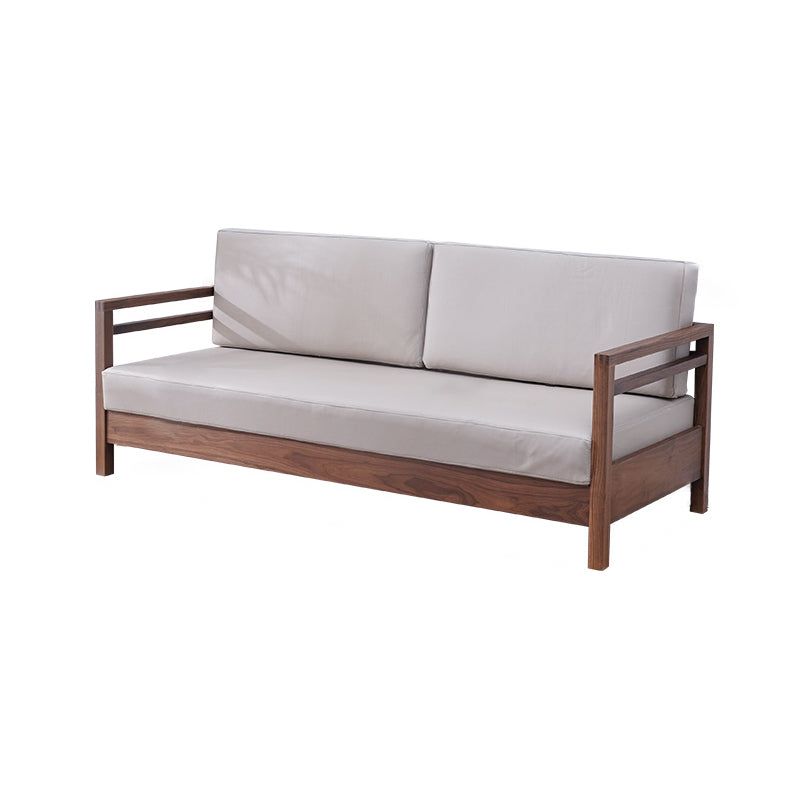 Solid Wood Farmhouse Loose Back Square Arm Sofa with Grey Cushions Clearhalo 'furn' 'furn_sofas' 'Furniture' 'Living Room Furniture' 'Sofa' 'sofas' 7713624