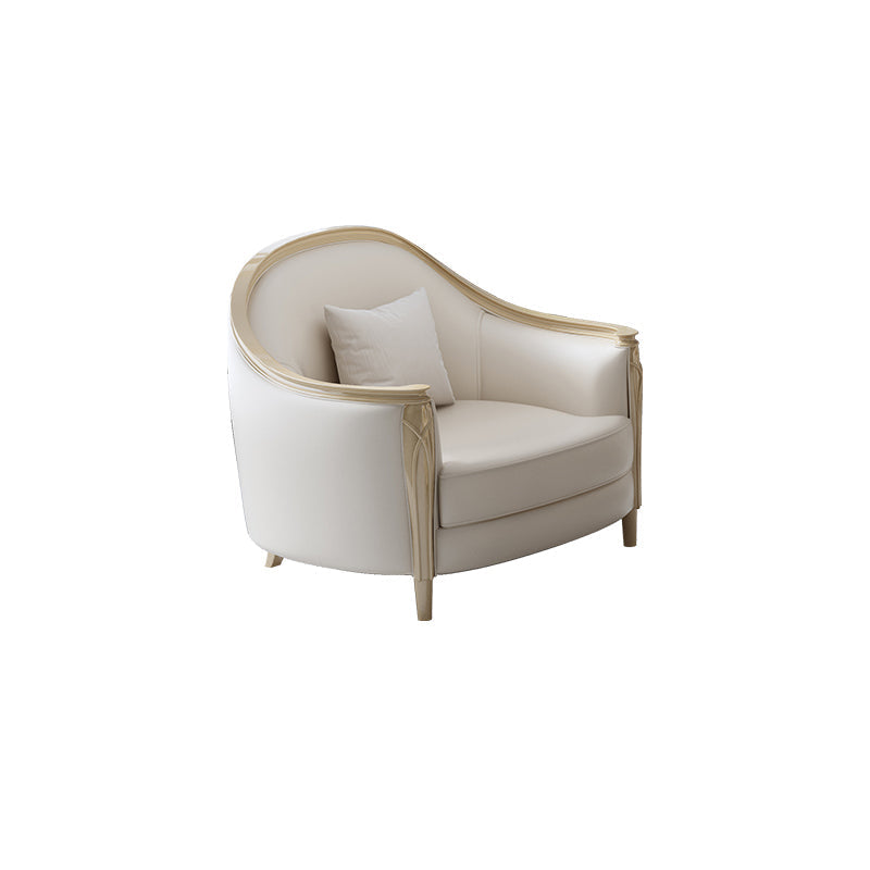 Glamhaftes Holz weiß echtes Ledersofa mit Kissen für Wohnzimmer