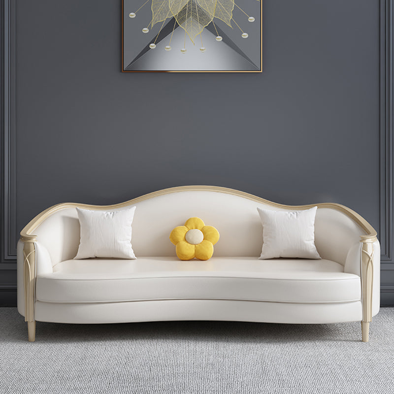 Glamhaftes Holz weiß echtes Ledersofa mit Kissen für Wohnzimmer