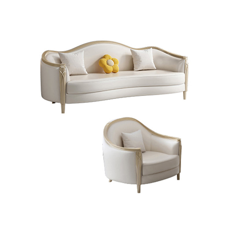 Glamhaftes Holz weiß echtes Ledersofa mit Kissen für Wohnzimmer