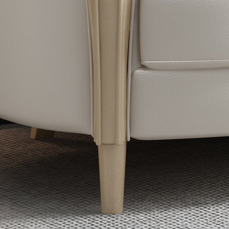 Glamhaftes Holz weiß echtes Ledersofa mit Kissen für Wohnzimmer