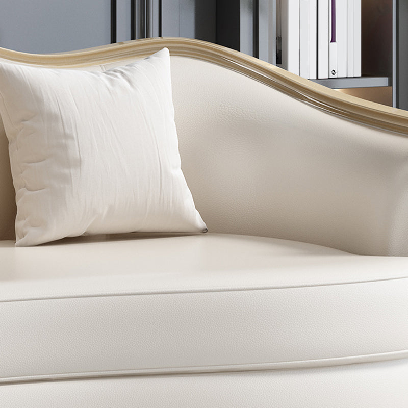 Glamhaftes Holz weiß echtes Ledersofa mit Kissen für Wohnzimmer