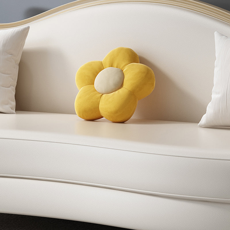 Glamhaftes Holz weiß echtes Ledersofa mit Kissen für Wohnzimmer