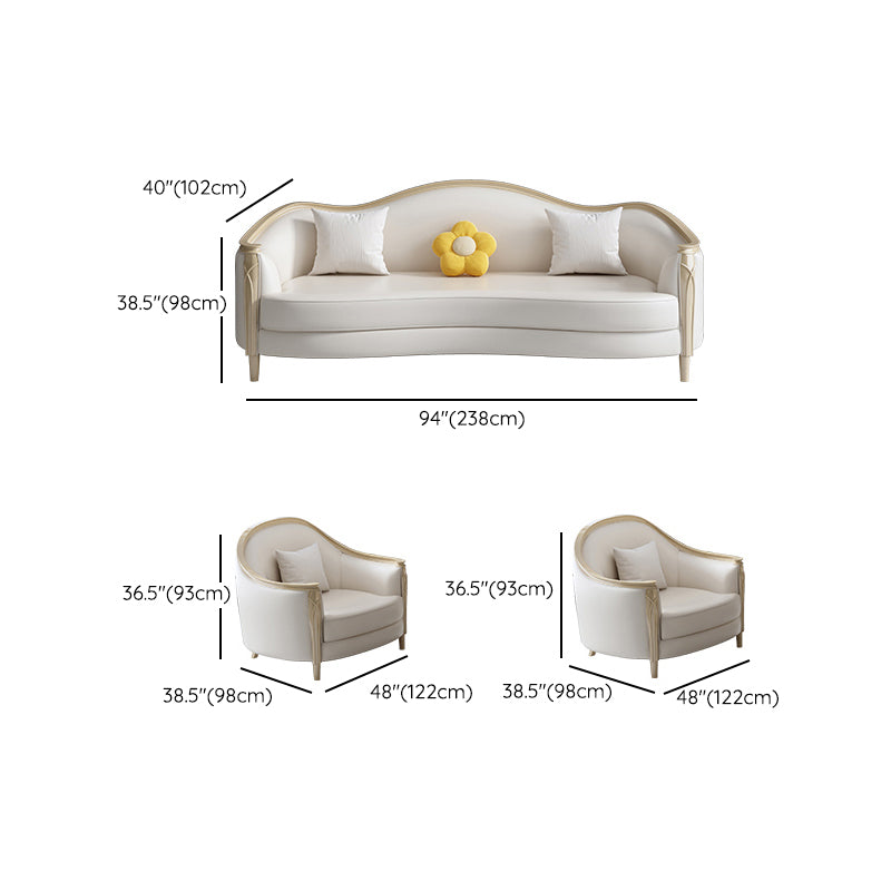 Glamhaftes Holz weiß echtes Ledersofa mit Kissen für Wohnzimmer