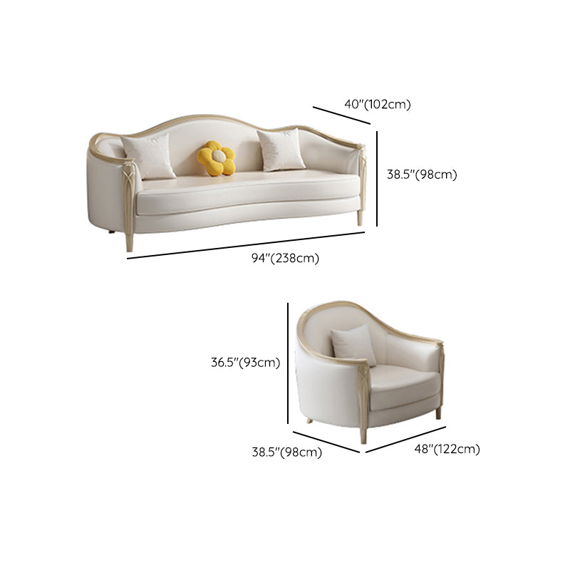 Glamhaftes Holz weiß echtes Ledersofa mit Kissen für Wohnzimmer