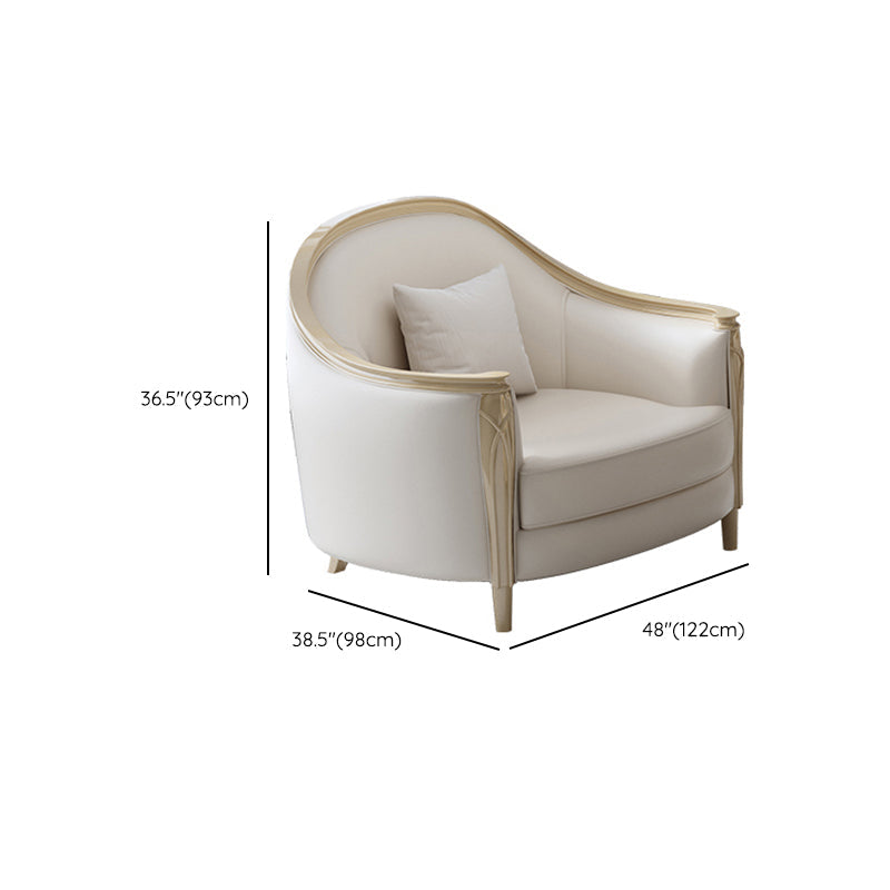 Glamhaftes Holz weiß echtes Ledersofa mit Kissen für Wohnzimmer