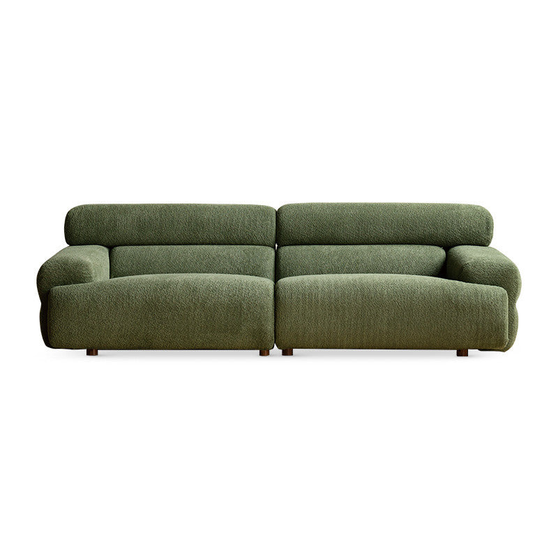 リビングルーム用のタイトなシートフォームソリッドカラー木製埋め込み式アームソファ