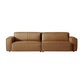 Solid Color Genuine Leather Bonus Room Square Arm 3-seater Sofa