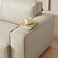 Solid Color Genuine Leather Bonus Room Square Arm 3-seater Sofa