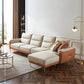 Faux Leather Glam Stain Resistant Square Arm Sofa for Living Room