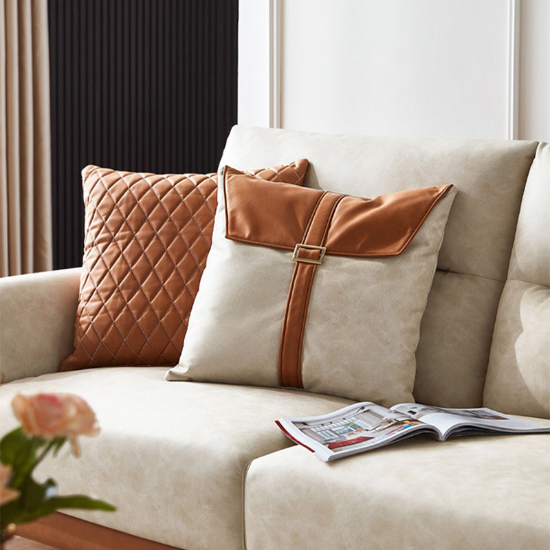 Faux Leather Glam Stain Resistant Square Arm Sofa for Living Room